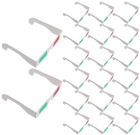 WHAMVOX Lunettes 3D en Papier Pliables, 20 pièces, pour Films et séries TV et Comics, Effet 3D Net et, Verres Rouges et Verts, pour Enfants et Adultes
