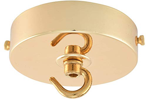 ElekTek Platt takrosett diameter 100 mm med fäste och krok. Perfekt för taklampor och ljuskronor. Metall- och pulverbeläggningar mässing