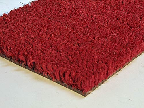 Velcoc Tappeto Zerbino in Cocco Rosso 17 mm, Tinta Unita, 100 x 50 cm