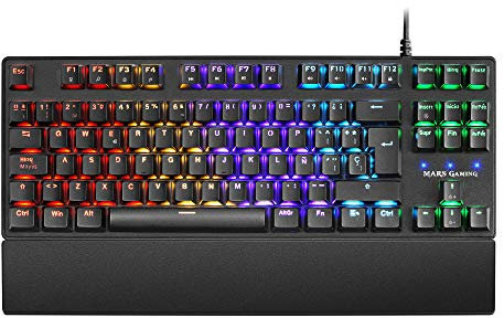 Mars Gaming MKXTKL, teclado mecánico switch azul, LED 5 colores 10 efectos, ES