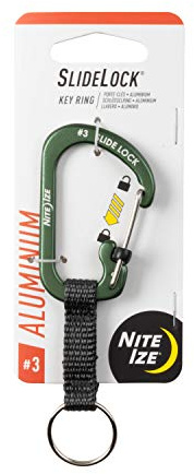 Nite IZE CSLAW3-08-R6 Locking Carabiner Keychain with Webbing, Olive