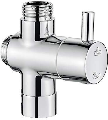 Ibergrif 3 Wege Duschumschalter G1/2 Zoll Messing Chrom, Universal Duschverteiler mit 1/2 Einlass und 2x G1/2 Ausgang, Umschaltventil für Handbrause und Kopfbrause, Geeignet für 1–5 Bar Wasserdruck