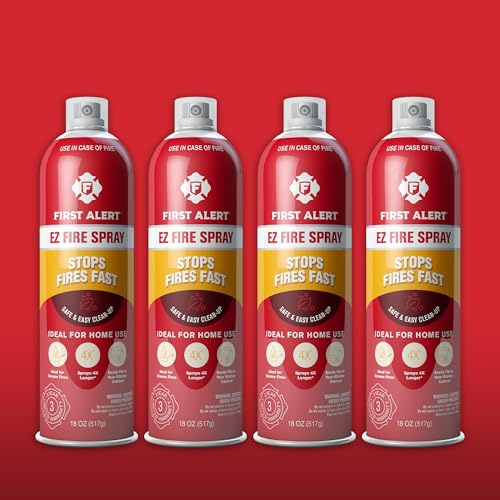 First Alert EZ Fire Spray, Extinguishing Aerosol Spray, AF400 Red 18 Ounce (Pack of 4)