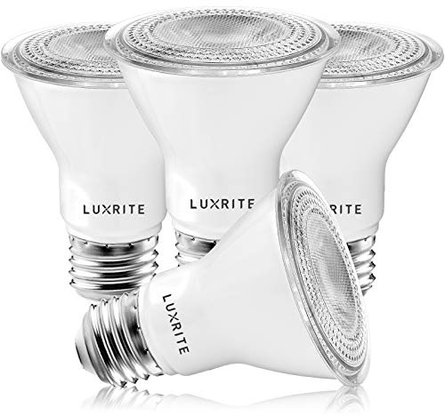 LUXRITE 4 Pack PAR20 LED Bulbs, 50W Equivalent, 2700K Warm White, Dimmable LED Spotlight Bulb, Indoor Outdoor, 7W, 500 Lumens, Wet Rated, E26 Standard Base, UL Listed