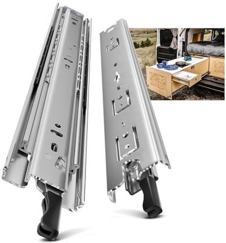 AOLISHENG Guias Correderas Para Cajones Con Freno 700mm Rieles Para Cajones Extensión Completa 50 KG Capacidad Carga Guías Laterales Para Cajones Con Rodamiento de Bolas 1 par (2 piezas)