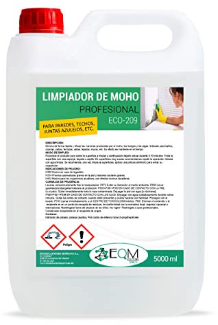 EQM - ECO-209 - Limpiador de Moho - 5L - Elimina manchas de humedades y moho - Paredes, azulejos, juntas, baldosas, suelos, techos, baños, etc. - Previene la reaparición