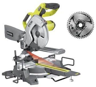 Pack RYOBI Scie à coupe d'onglets radiale électrique EMS216L - 1500W - 216mm - lame carbure - SB216K16T48A1