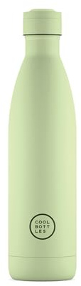 Cool Bottles - Botella de Agua de Acero Inoxidable - 750 ml - Pastel Green - 30,5 x 7 cm - Botella Térmica Hermética - Bebidas Frías 36 H y Calientes 18 H - Triple-Cool Technology - Libre de BPA