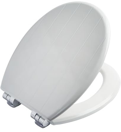 BEMIS Cottage Ultra-Fix White Toilet Seat. Wooden Toilet Seat with Water-Based Paint for Easy Clean. Soft Close, with Chrome Hinges. Universal Fit, with Quick Installation.