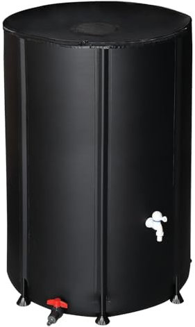 Outvita Réservoir/cuve d'eau de Pluie Pliable Récupérateur d’Eau de Pluie Pliable 189 Liter Noir, 60x60x70cm, G55000066