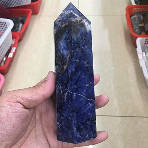 AZOOB Home Decor, Natural Blue Stone Pillar Crystal Stick Point Pillar Mace Pillar Reiki Decoration Gifts,Natural Crystal ERTEYIN