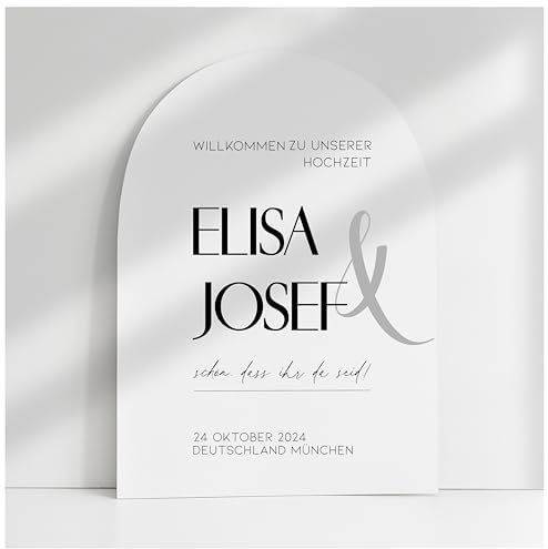 Willkommensschild Acrylglas | 5mm stark | Weiß Matt personalisiert - Made in Germany - Welcome Willkommen Schild für Hochzeit (60x40cm)