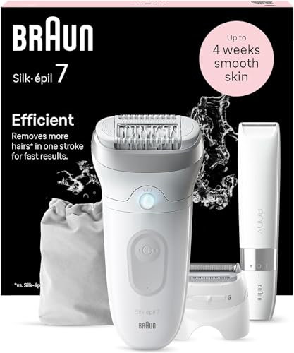 Braun Silk-épil 7 Depilatore Donna, Epilatore Elettrico Donna Con Testina Ampia Per Una Epilazione Semplice, Wet & Dry, Pelle Liscia a Lungo, Con Testina Per Rasoio Donna