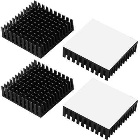 VooGenzek 4 Stücke Aluminium Kühlkörper, Kühler Fin Kühlkörper, Kühlkörper Kühler, mit Wärmeleitender Spezialklebefolie, zur Kühlung Elektronischer Komponenten, 40 * 40 * 11 mm, Schwarz