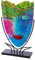 GILDE GLAS art große Deko Vase Gesichtsvase - handbemalte Glasvase mit Metall Ständer - Dekoration Wohnzimmer Höhe 49 cm mehfarbig