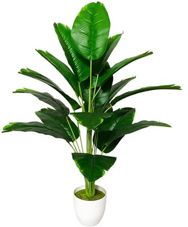 AIVORIUY Planta Artificial con Maceta Palmera Grande Árbol Artificial Plastico Ideal para Decoración del Hogar Oficina Interior y Exterior Salon Dormitorio Balcón Moderno (80cm Plátano Verde)