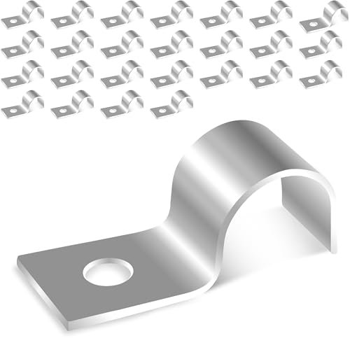 Jyvex 30 Stück Kabelschellen Metall, V2A Edelstahl Rohrschellen 5 mm, Einzelloch U-Rohrschellen Befestigungsschelle, Schlauchschnalle Rohrhalterung， Klemmschelle für Rohre Ø 5mm