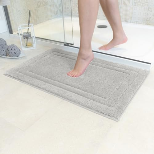 Decomira Tappeto Bagno Antiscivolo | Tappetino bagno super assorbente, lavabile in lavatrice | Per il bagno, la doccia, la vasca da bagno o come tappetino WC | Grigio - 70x120 cm