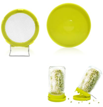 Sprouting Lids, Mason Jar Lids Wide Mouth-Sprouting Trays For Sprouts-Sprouts Growing Kit，Can Be Placed Vertically Or Diagonally（One lid and one drip tray）