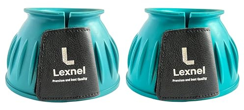 Lexnel Rubber Horse Bell Boots – Durable Overreach Protection & Secure Hook-and-Loop Closure (Teal, Large)