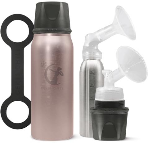 CERES CHILL - Enfriador de leche materna reutilizable, mantiene la leche segura hasta 20 horas, se conecta con extractores principales (La Vie en oro rosa)