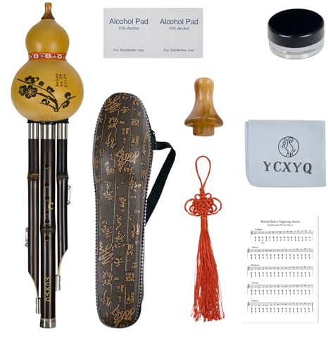 YCXYQ C Key - 3 Tone Hulusi Handmade Chinese Yunnan Purple Bamboo Professional Cucurbit Flute Yunnan Zizhu Hulusi Chinese Musical Instrument Suitable for Students Beginners Aldults