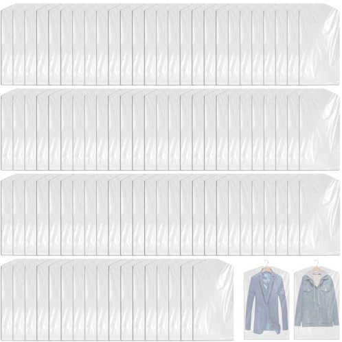 100 sacchetti per vestiti, in plastica trasparente, antipolvere, per abiti, camicie, 60 x 100 cm