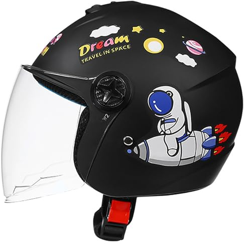 Casco Da Moto Jet Per Bambini Dai 3 Ai 12 Anni, Omologato ECE 22.06, Scooter E Motociclista D,50-57cm