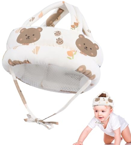 QingWing Casque Anti Chute Bebe, 360 Degrés Casque Protection Bebe, Respirabilité Réglable Protection Tete Bebes Chute Convient Aux Bébés Qui Apprennent à Marcher de 6 à 36 Mois, Petit Ours
