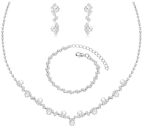 Roheafer Parure de Mariage Cristal Strass Argenté Collier Ras du Cou Choker