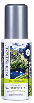 Mountval Imprägniermittel Water Repellent für Leder & Sohlen Geeignet für Trekkingschuhe aus Glatt- & Vollnarbenleder | Inklusive Schwamm zum Auftragen