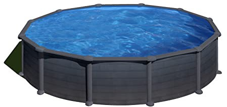 Gre Pool KITPR558GF Granada - Aufstellpool aus Stahl, rund, mit Graphitoptik. Abnehmbare Gartenpool. 550 x 132 cm