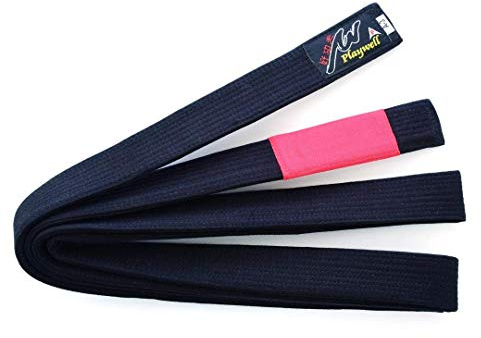 Playwell Artes Marciales Grado de Competencia BJJ Jiu Jitsu Pro Grueso Calidad Cinturón - Negro - Negro, A4