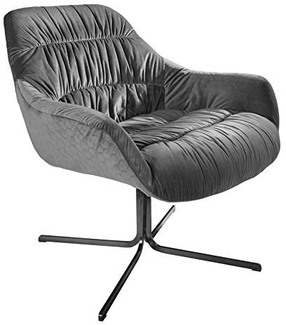 invicta INTERIOR Design Relax-Sessel Big Dutch grau Samt mit Armlehnen Retro Stil Bürostuhl Stuhl