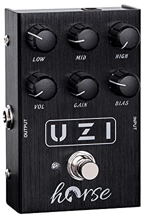 UZI Distortion Pedal, Horse Heavy Metal with BIAS Knob Switch Between American and British Distortion for Electric Guitar Effect