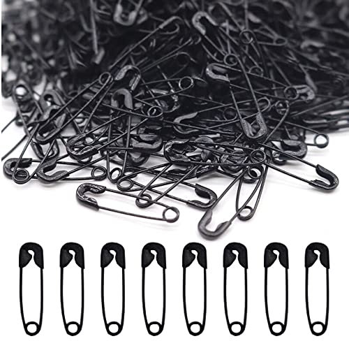 Yosawo 500 Stück Mini Sicherheitsnadeln 20mm Klein Safety pins für Nähen Kleidung DIY Handwerk (Schwarz)