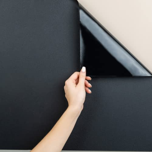 MARAPON® Självhäftande film för möbler i svart [44,5 x 200 cm] möbelfolie – enfärgad självhäftande film i matt för kök, vardagsrum, barnrum och alla släta ytor – utan mjukningsmedel