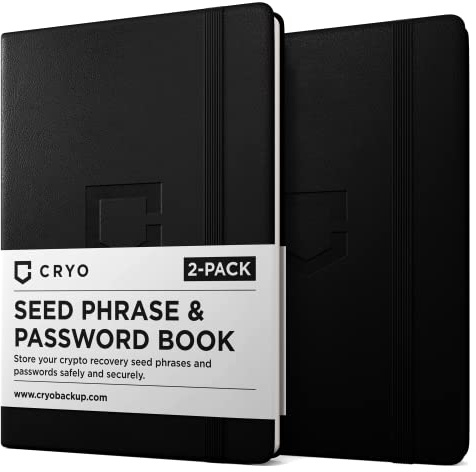 CRYO Crypto Seed Phrase Storage Notebook - Waterproof Bitcoin Recovery Phrase Crypto Password Keeper - 12 to 24 Word Cold Wallet Backup - Mnemonic Passphrase - Pocket Size 2-Pack
