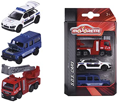 Majorette - SOS Set 3 Pezzi - Cofanetto 3 Veicoli - Auto in miniatura in metallo - Scala 1/64° - 212057262002
