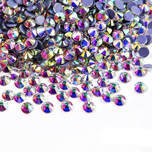 IOSPKKIO® 1440 Stück Hotfix-Strasssteine, Runde Strasssteine, Schmelzkleber auf der Unterseite, für DIY-Bastelarbeiten, Handgefertigte Kreationen (Regenbogen, SS20/4,6-4,8 mm)