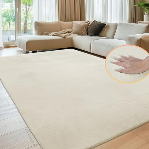 Sour Lemon Weiche Teppich Wohnzimmer, Glatt Teppich aus Kaninchenfell Kurzflor rutschfest,Anti-Rutsch Carpet für Schlafzimmer Raumdekoration,Teppichbereich 200x300cm