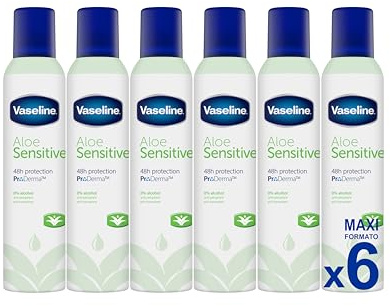 Vaseline Aloe Sensitive 48h 250 ml | 0 % d'alcool (lot de 6)