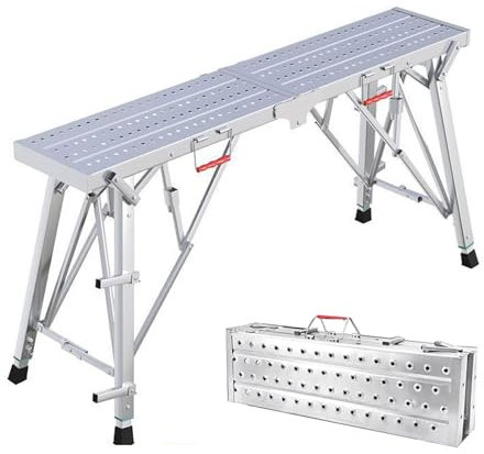 YDkjwjw Tragbares Klappgerüst Höhenverstellbare Arbeitsplattform Gerüst Mehrzweck-Trittleiter Robuste Arbeitsplattform Gerüst Turmleiter Hocker Bank, Einfach zu Verstauen