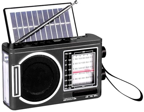 Solradio - Solcellsdriven MP3-spelare & Kompaktradio - Solcellsdriven Campingutrustning Med Teleskopantenn Och Belysning För Inomhus, Utomhus & Resor