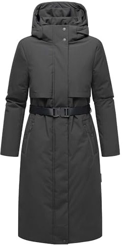 Navahoo Damvinterkappa, varm, vattentät parkas med (avtagbar) huva och midjebälte, skogsvibrator 14 XS-3XL, Musgrå, 3XL