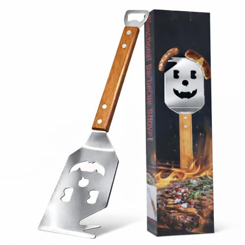 Fan Mier Ensemble de spatules de barbecue 7 en 1 - Ustensile de barbecue multifonctionnel pour barbecue et camping, ensemble d'ustensiles de barbecue en acier inoxydable avec ouvre-bouteille, idéal