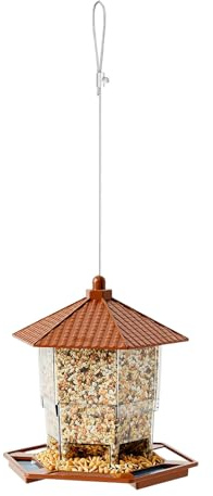 Mangeoires pour Oiseaux d'Extérieur | Distributeur de Nourriture Accrochable | Mangeoire Sauvage Anti Écureuils avec Plateau Perchoir,pour Les Oiseaux et Les Animaux dans Les