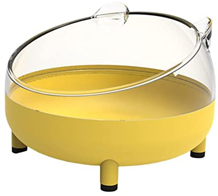 Perfeclan Casa de Baño para Animales Pequeños, Jaula de Baño para Hámster de Juguete para Mascotas, Bañera de Inodoro, Contenedor de Baño de Arena Extraíble, Ap, Amarillo