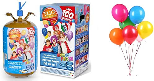 Bombola Gas Elio per gonfiare 100 Palloncini + 100 Palloncini Festa Compleanno Matrimonio Laurea