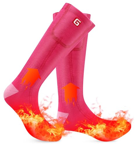 SVPRO Electric Heated Socks Men Women Rechargeable Battery Operated Winter Foot Warmer Winter Thermal Heating Socks for Ice Fishing Hunting Riding Camping Hiking Warming Socks (Pink)